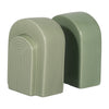 Decorative Bookends Set of 2 | Arch Pattern | Glossy Sage Green Ceramic