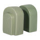 Decorative Bookends Set of 2 | Arch Pattern | Glossy Sage Green Ceramic