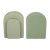 Decorative Bookends Set of 2 | Arch Pattern | Glossy Sage Green Ceramic