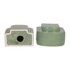 Decorative Bookends Set of 2 | Arch Pattern | Glossy Sage Green Ceramic