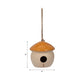 Hanging Bird Feeder | Mushroom Shaped House | Orange Beige Ceramic | 6"