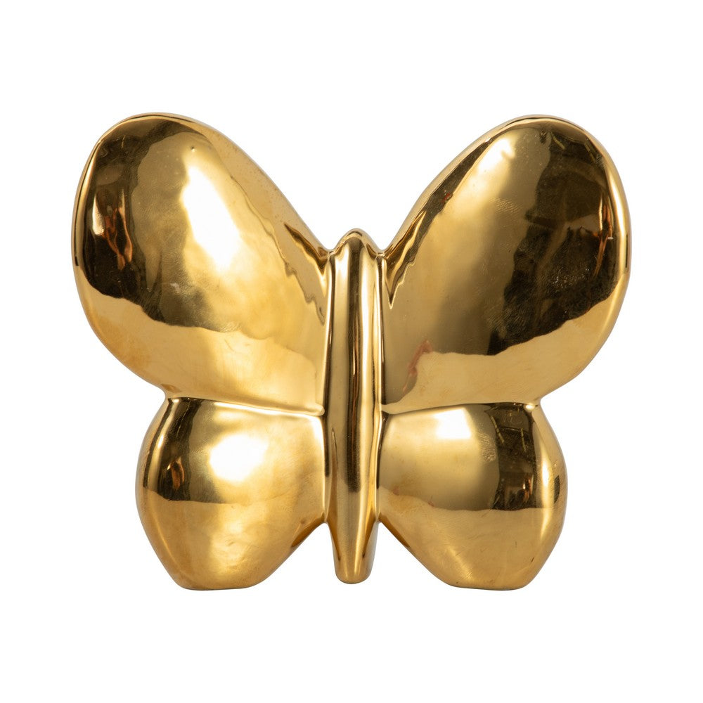 6" Tabletop Decor | Metallic Gold Ceramic Balloon Butterfly Figurine