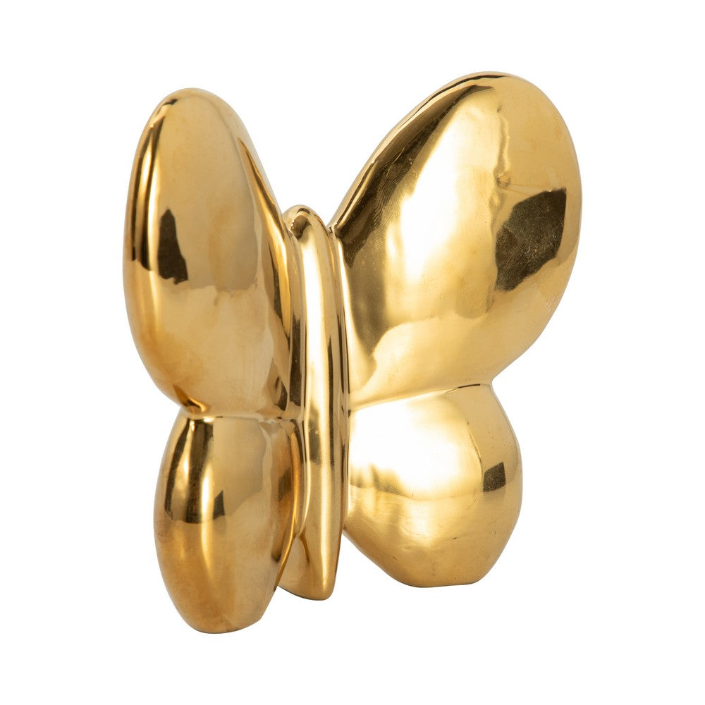 6" Tabletop Decor | Metallic Gold Ceramic Balloon Butterfly Figurine