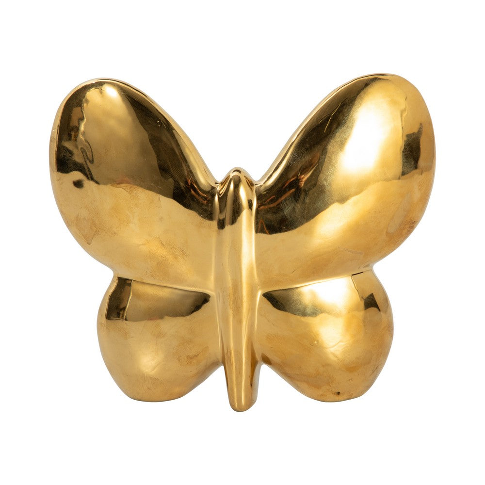 6" Tabletop Decor | Metallic Gold Ceramic Balloon Butterfly Figurine