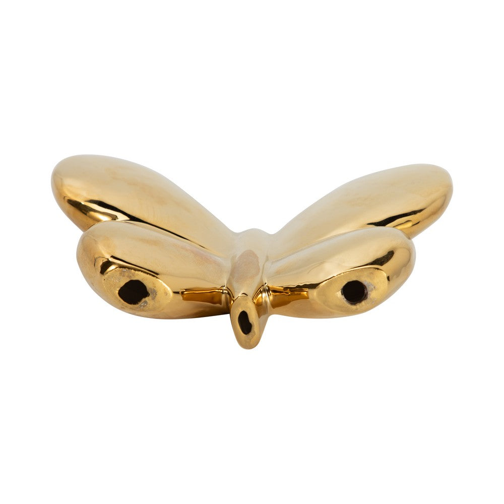 6" Tabletop Decor | Metallic Gold Ceramic Balloon Butterfly Figurine