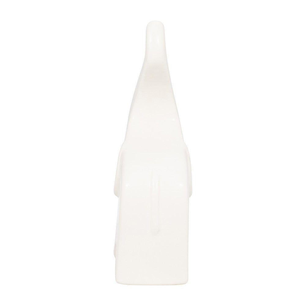 Elephant Tabletop Decor Sculpture with Tall Trunk | 7" Ivory Ceramic