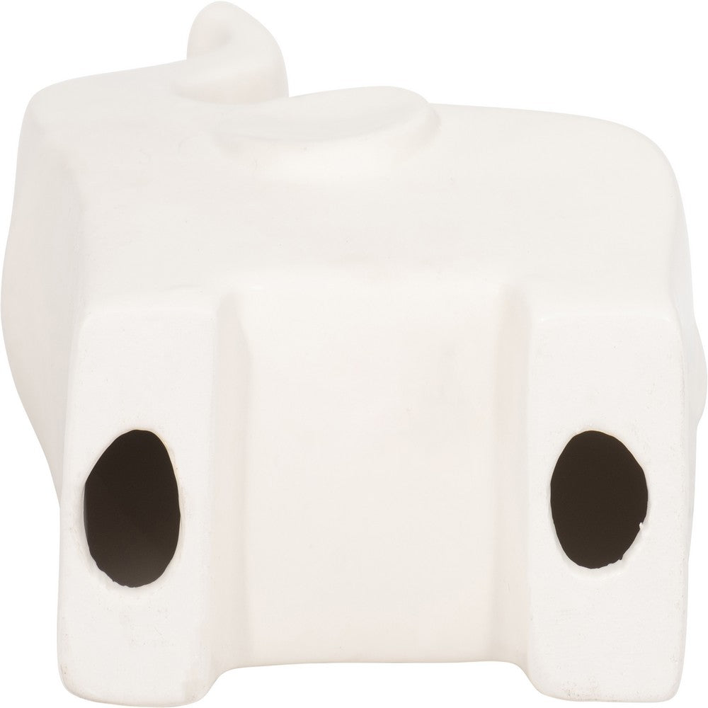 Elephant Tabletop Decor Sculpture with Tall Trunk | 7" Ivory Ceramic
