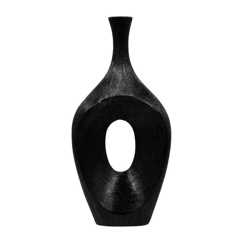 Decorative Vase | 19" Etched Crafted Open Cut Style Design | Black