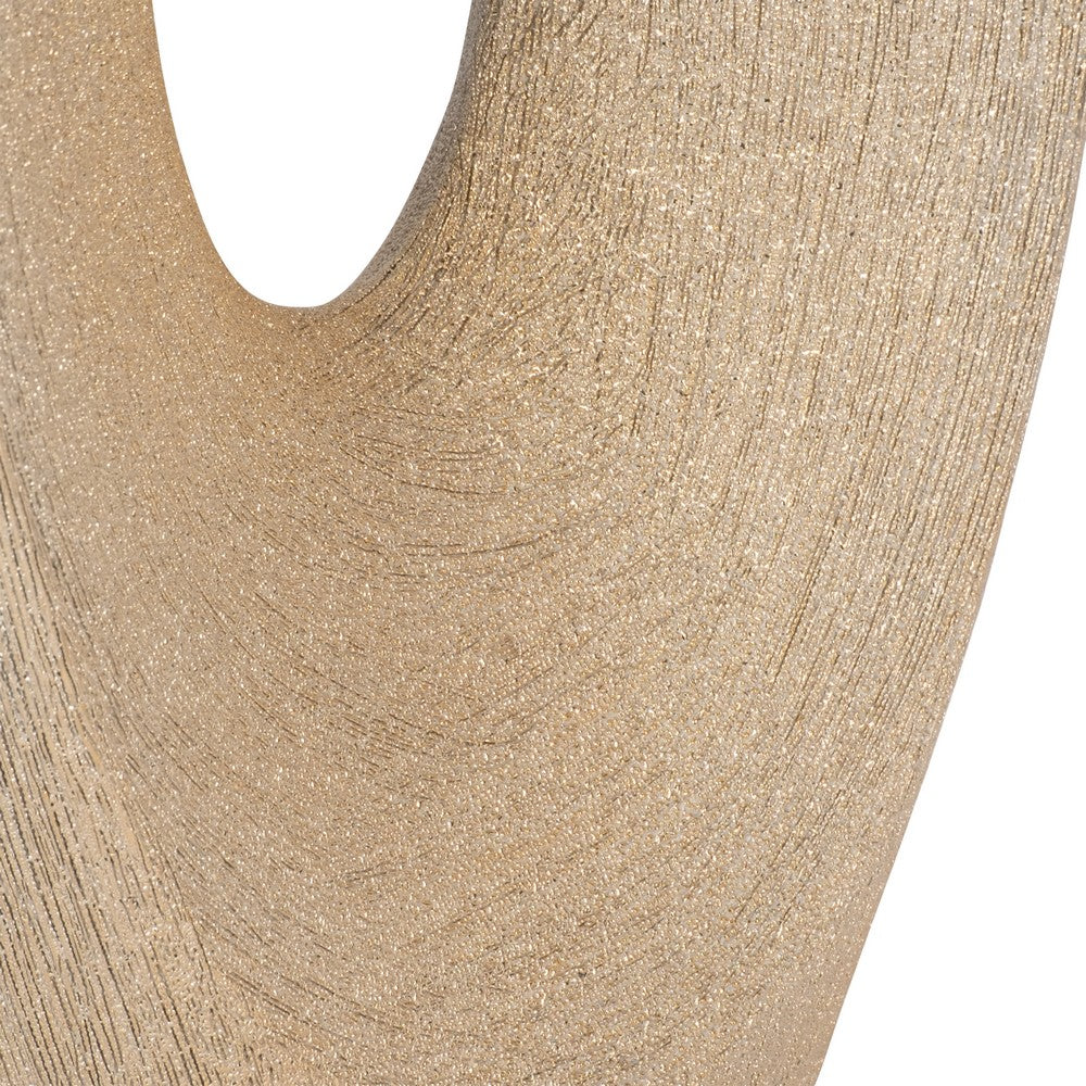 Decorative Flower Vase w Beaded Open Cutout | 19" | Champagne Gold