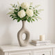 Decorative Flower Vase | Beaded Open Cut Out Ring | 19" Silver