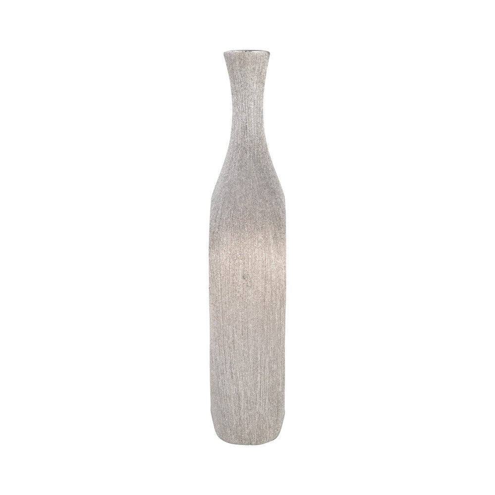 Decorative Flower Vase | Beaded Open Cut Out Ring | 19" Silver
