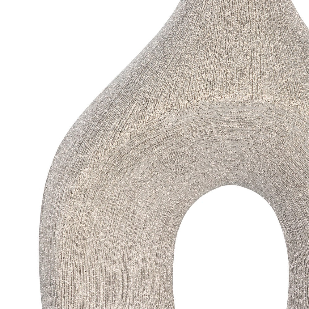 Decorative Flower Vase | Beaded Open Cut Out Ring | 19" Silver