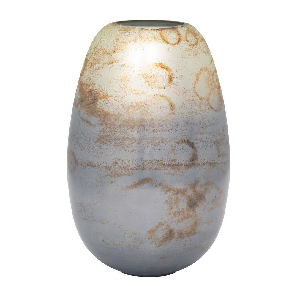 Decorative Vase | Cylindrical Vapor Glass | Handcrafted | Blue Glaze 14"