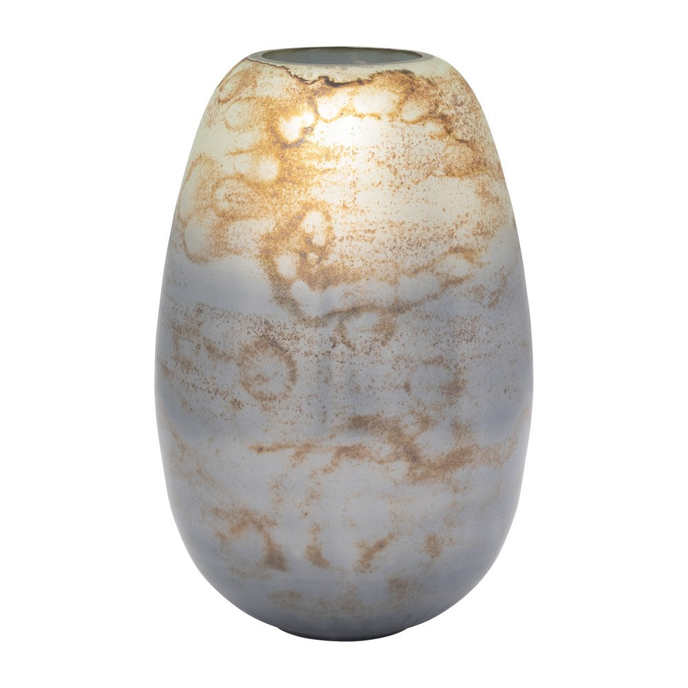 Decorative Vase | Cylindrical Vapor Glass | Handcrafted | Blue Glaze 14"