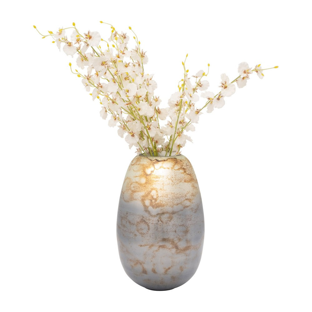 Decorative Vase | Cylindrical Vapor Glass | Handcrafted | Blue Glaze 14"