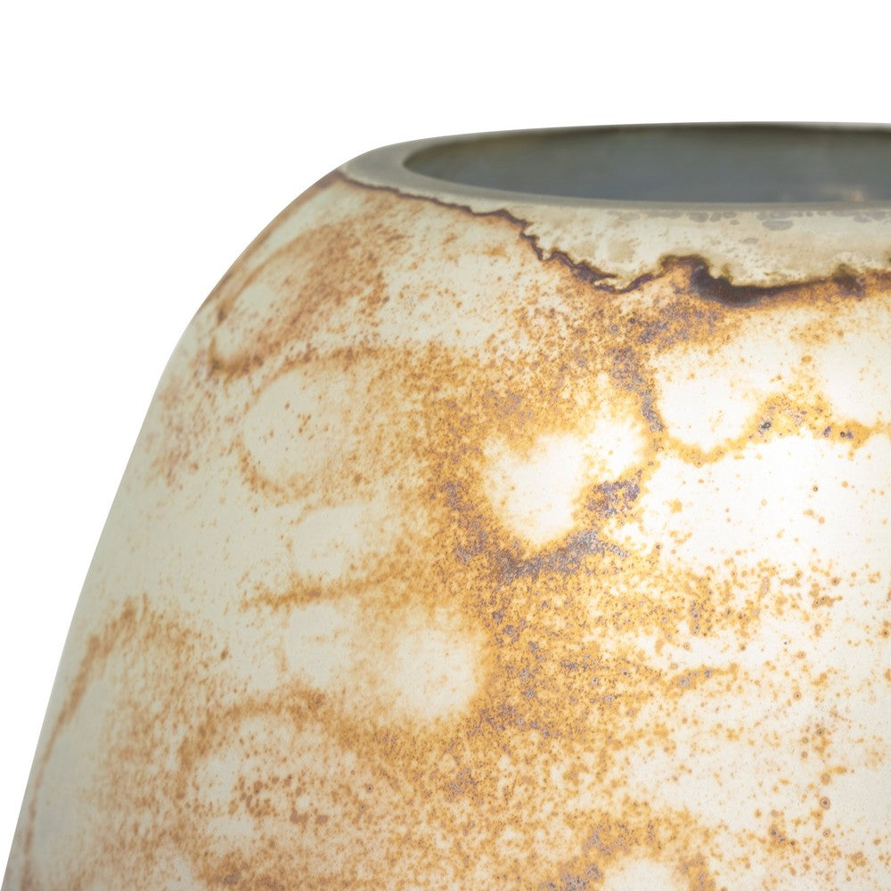 Decorative Vase | Cylindrical Vapor Glass | Handcrafted | Blue Glaze 14"
