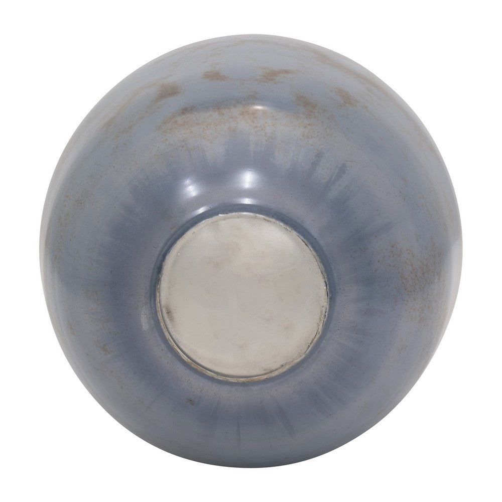 Decorative Vase | Cylindrical Vapor Glass | Handcrafted | Blue Glaze 14"
