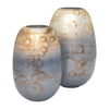Decorative Vase | Cylindrical Vapor Glass | Handcrafted | Blue Glaze 14"