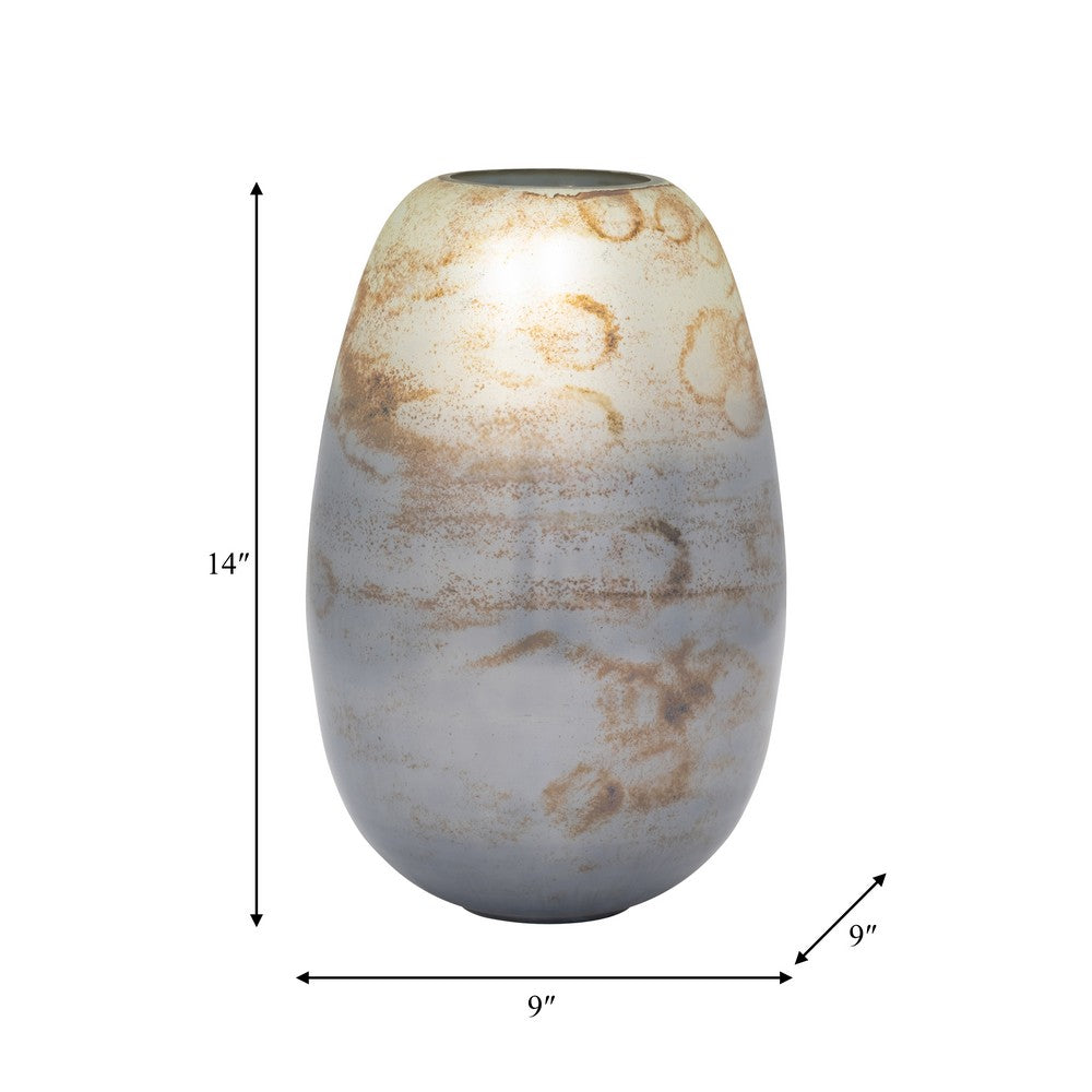 Decorative Vase | Cylindrical Vapor Glass | Handcrafted | Blue Glaze 14"