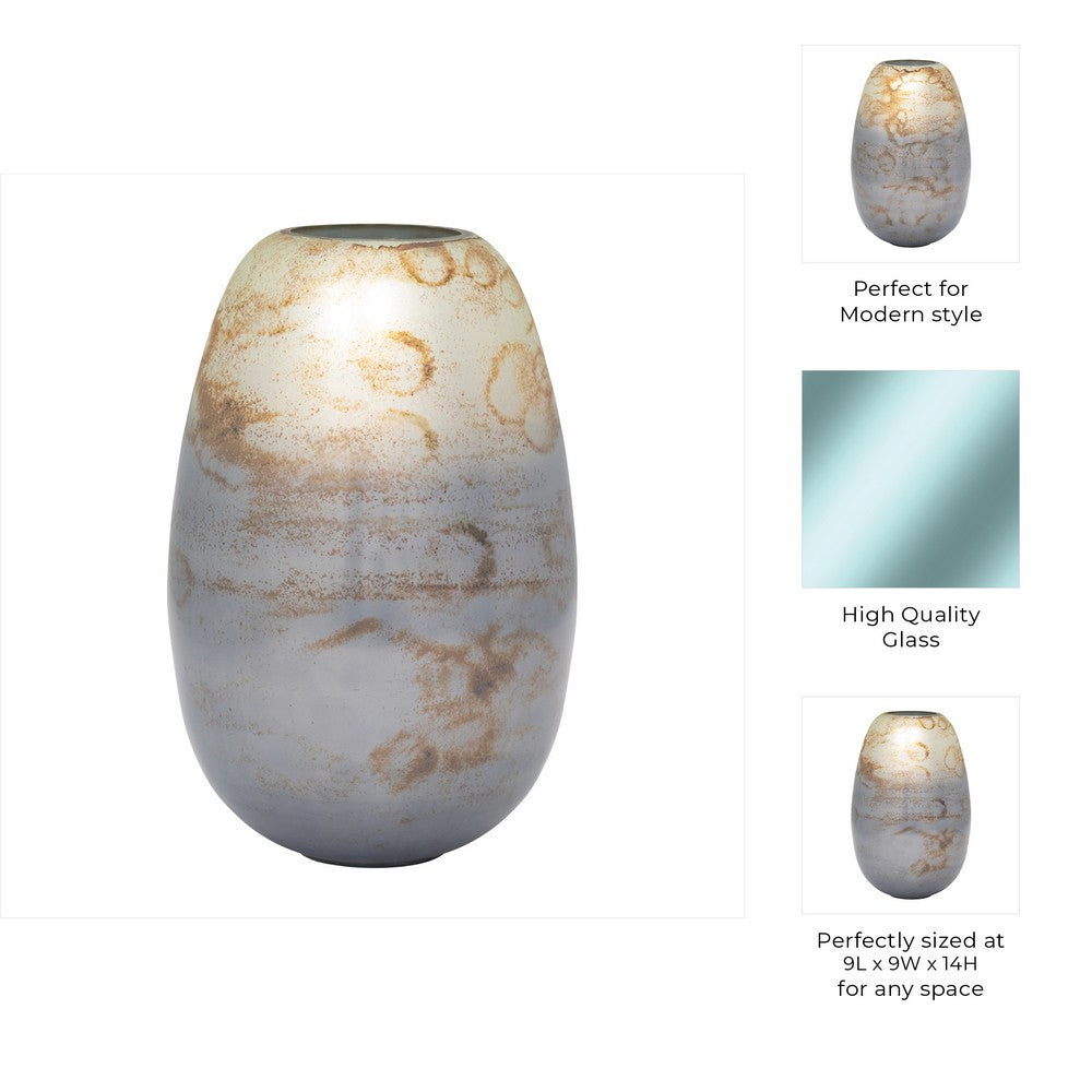 Decorative Vase | Cylindrical Vapor Glass | Handcrafted | Blue Glaze 14"