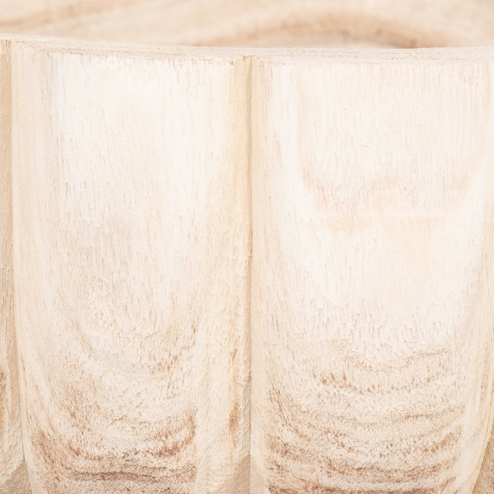 Paco Scallop Decorative Bowl | Fluted Edge | Natural Paulownia Wood 9"