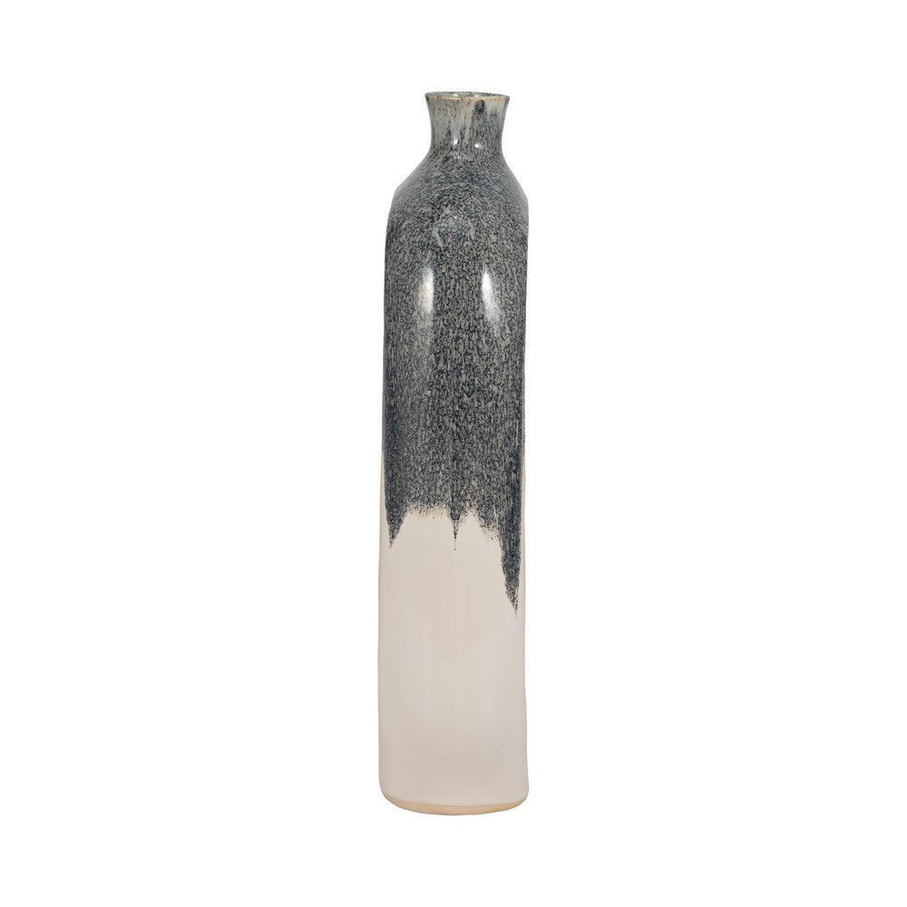 Olga Decorative Vase | Curvy Open Cut-Out Design | Blue-White Ceramic 15"
