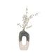 Decorative Curved Flower Vase with Open Center | 16" | Blue White Ceramic