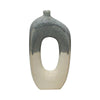 Decorative Curved Flower Vase with Open Center | 16" | Blue White Ceramic