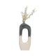 26" Curvy Modern Flower Vase w Open Center | Blue & White Ceramic