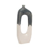 26" Curvy Modern Flower Vase w Open Center | Blue & White Ceramic