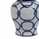 Novie Temple Jar with Lid | Link Patterns | Blue White Ceramic 10"