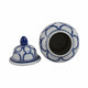 Novie Temple Jar with Lid | Link Patterns | Blue White Ceramic 10"