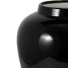 Decorative Temple Jar with Lid | Gold Accents | 24" Jet Black Ceramic