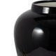Decorative Temple Jar with Lid | Gold Accents | 24" Jet Black Ceramic