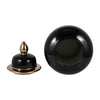Decorative Temple Jar with Lid | Gold Accents | 24" Jet Black Ceramic
