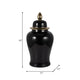 Decorative Temple Jar with Lid | Gold Accents | 24" Jet Black Ceramic