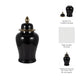 Decorative Temple Jar with Lid | Gold Accents | 24" Jet Black Ceramic