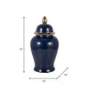 Iton Temple Jar with Finial Top Lid | Gold Detail Navy Blue Ceramic 18"