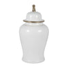Classic Temple Jar | Gold Accent Lion Head Lid | 24" Glossy White Ceramic