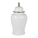 Classic Temple Jar | Gold Accent Lion Head Lid | 24" Glossy White Ceramic