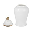Classic Temple Jar | Gold Accent Lion Head Lid | 24" Glossy White Ceramic