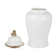 Classic Temple Jar | Gold Accent Lion Head Lid | 24" Glossy White Ceramic