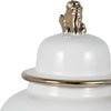 Classic Temple Jar | Gold Accent Lion Head Lid | 24" Glossy White Ceramic