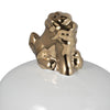 Classic Temple Jar | Gold Accent Lion Head Lid | 24" Glossy White Ceramic