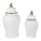 Classic Temple Jar | Gold Accent Lion Head Lid | 24" Glossy White Ceramic