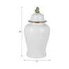 Classic Temple Jar | Gold Accent Lion Head Lid | 24" Glossy White Ceramic