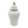 Classic Temple Jar | Gold Accent Lion Head Lid | 24" Glossy White Ceramic