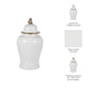 Classic Temple Jar | Gold Accent Lion Head Lid | 24" Glossy White Ceramic