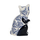 8" Traditional Sitting Cat Sculpturette | Blue White Chinoiserie Design