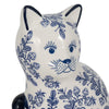 8" Traditional Sitting Cat Sculpturette | Blue White Chinoiserie Design